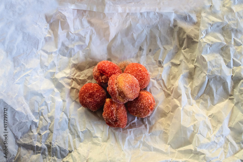 Romanian traditional cookies with apricots syrup. photo