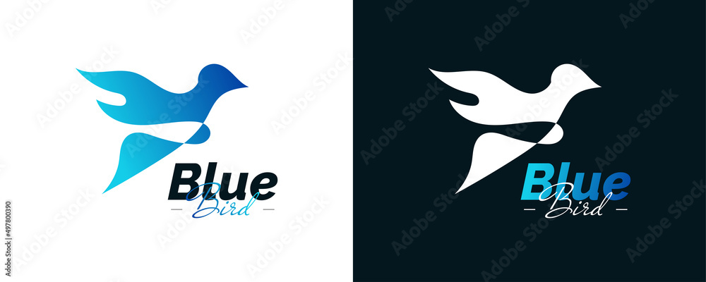 Bird Logo in Blue Gradient with Abstract Style Bird Logo in Blue Gradient with Abstract Style