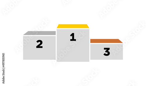 Winners podium icon. Place of awarding in sports competitions. Pedestal steps for awarding prizes for 1st, 2nd and 3rd places. photo