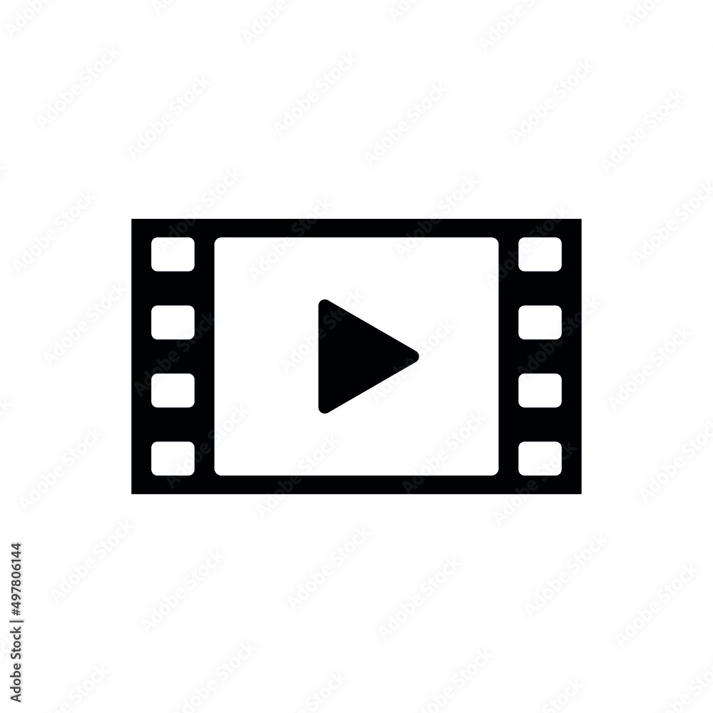 Film frame icon. Cinema symbol, video recording or viewing. A video or media display icon.