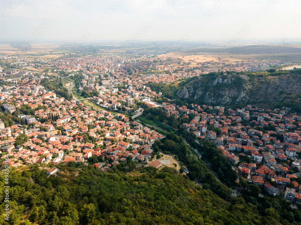 Aerial view town of Asenovgrad, Bulgaria