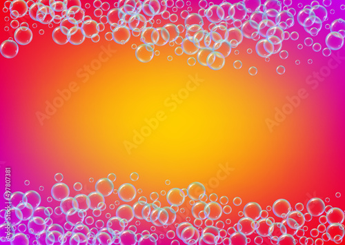 Cleaning foam. Soap bubble. Detergent suds for bath. Shampoo. Ra photo