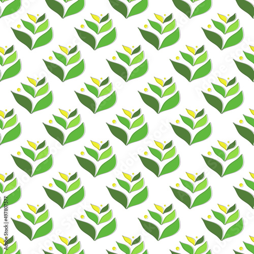 Seamless minimal flat leaves repeat pattern Design art illustration modern background decorative organic collection