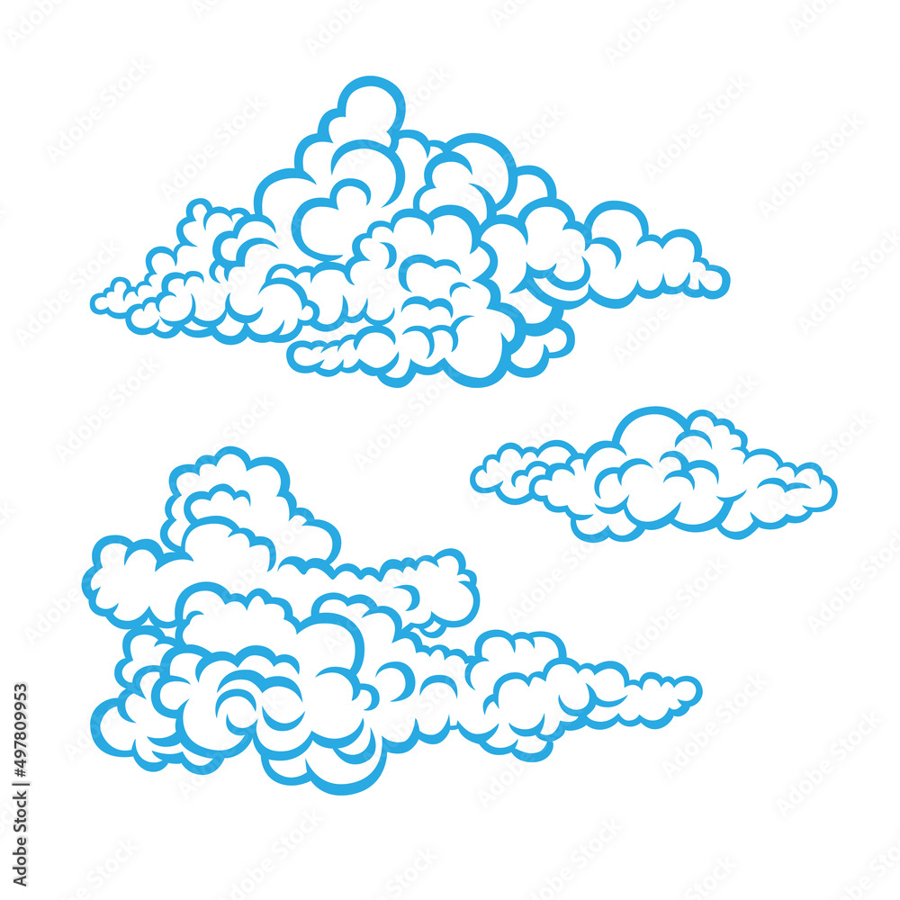 Set of clouds. Stylized illustrations.