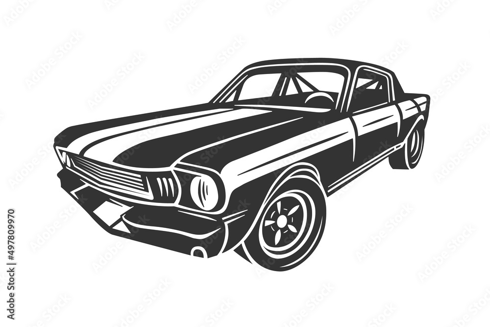 Retro muscle car vector illustration. Cars.