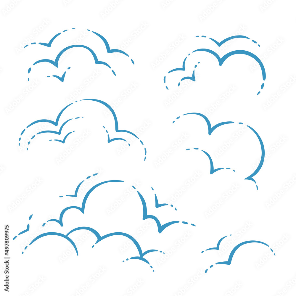 Clouds, design elements. Stylized illustrations. Clouds, design elements. Stylized illustrations.