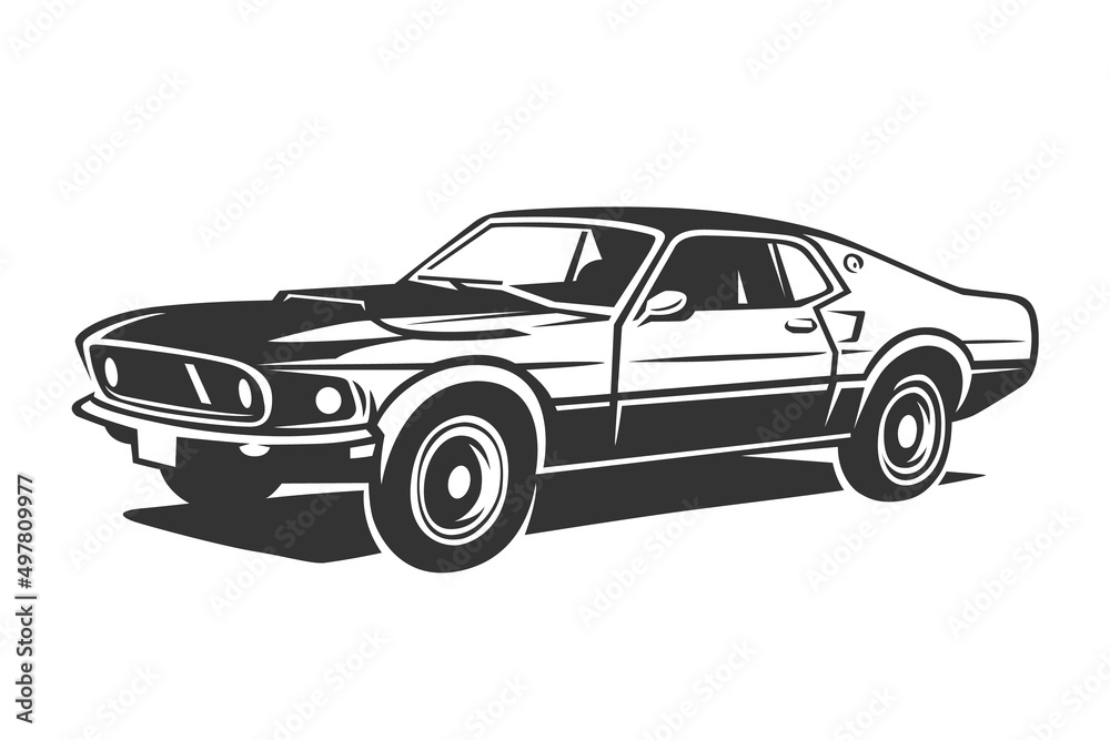 Retro muscle car vector illustration.