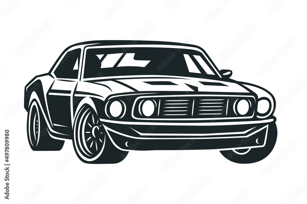 Retro muscle car illustration. Retro muscle car illustration.