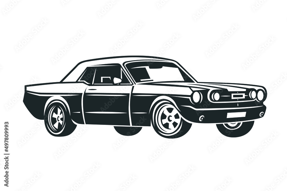 Retro muscle car illustration. Retro muscle car illustration.