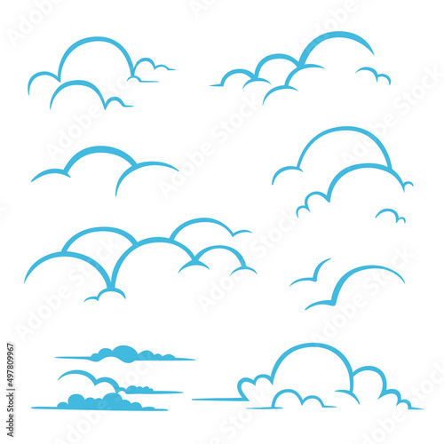 Clouds, design elements. Stylized illustrations.