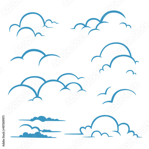Clouds, design elements. Stylized illustrations.