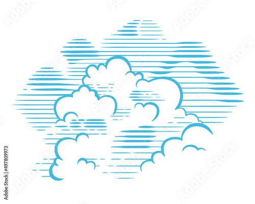 Clouds, design elements. Stylized illustrations.