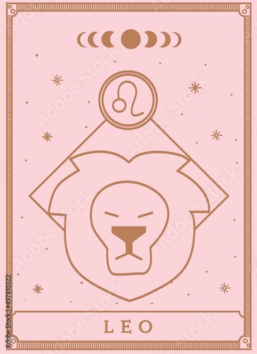 Leo horoscope and zodiac constellation symbol Premium Vector tarot card for tarot reader	
