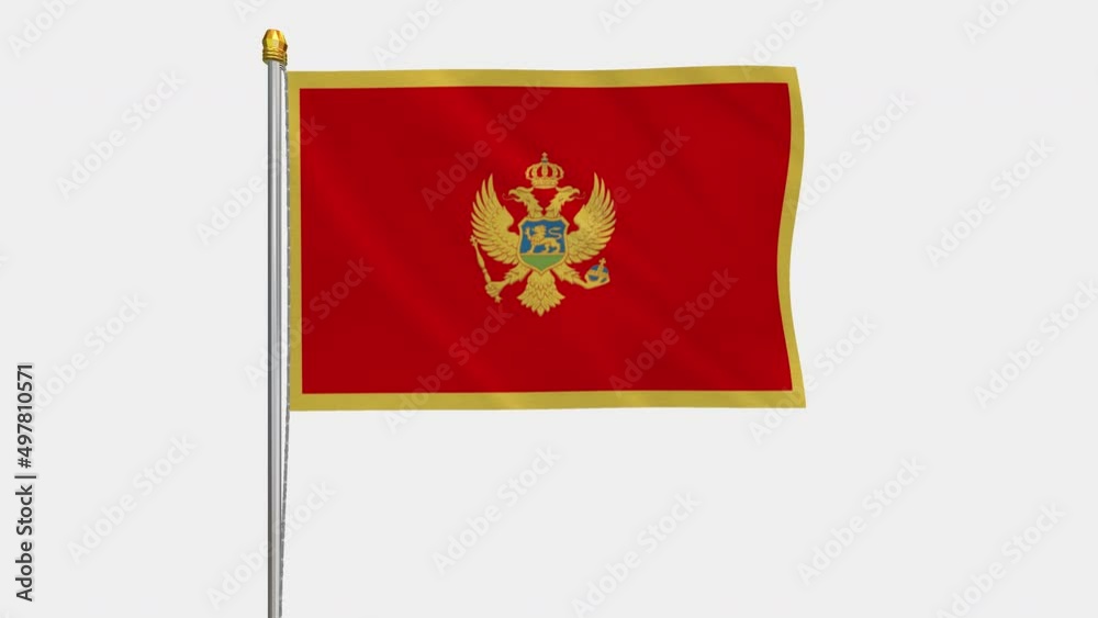 An alpha channel loop video with the Montenegro flag fluttering in the wind and a transparent background. An alpha channel loop video with the Montenegro flag fluttering in the wind and a transparent background.