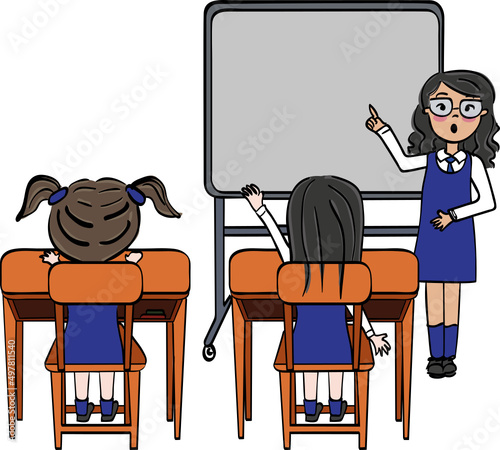 girls studying school
