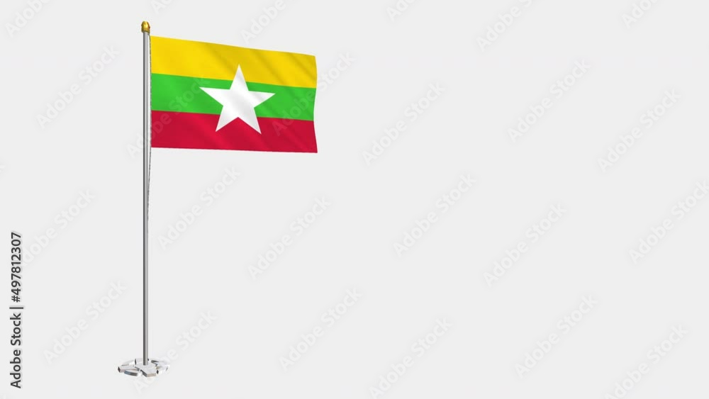 A loop video of the entire Myanmar flag swaying in the wind.