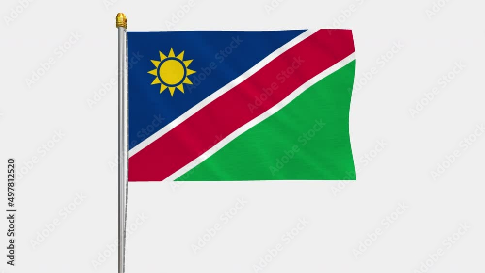 A loop video of the Namibia flag swaying in the wind from a frontal perspective. A loop video of the Namibia flag swaying in the wind from a frontal perspective.