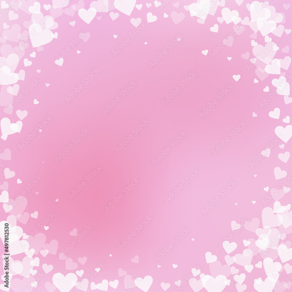 White heart love confettis. Valentine's day vignet
