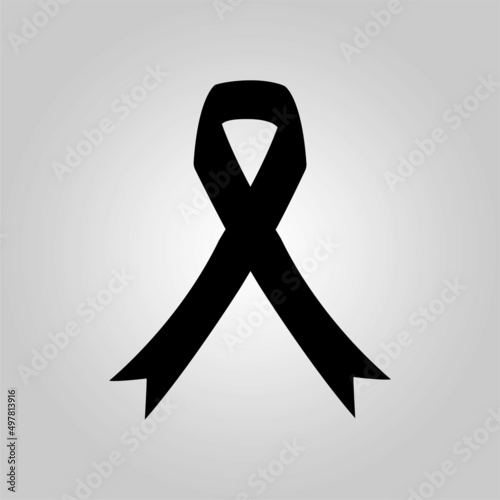 Black awareness ribbon as symbol mourning also used for sleeping disorders and Gang Prevention and Melanoma and Skin Cancer and Anti-Terrorism 