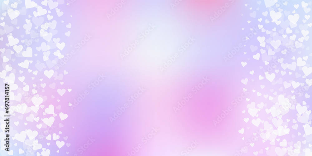 White heart love confettis. Valentine's day border White heart love confettis. Valentine's day border