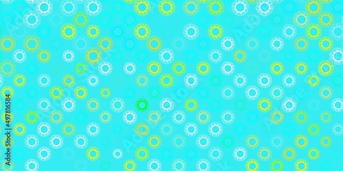 Light blue, yellow vector texture with disease symbols.