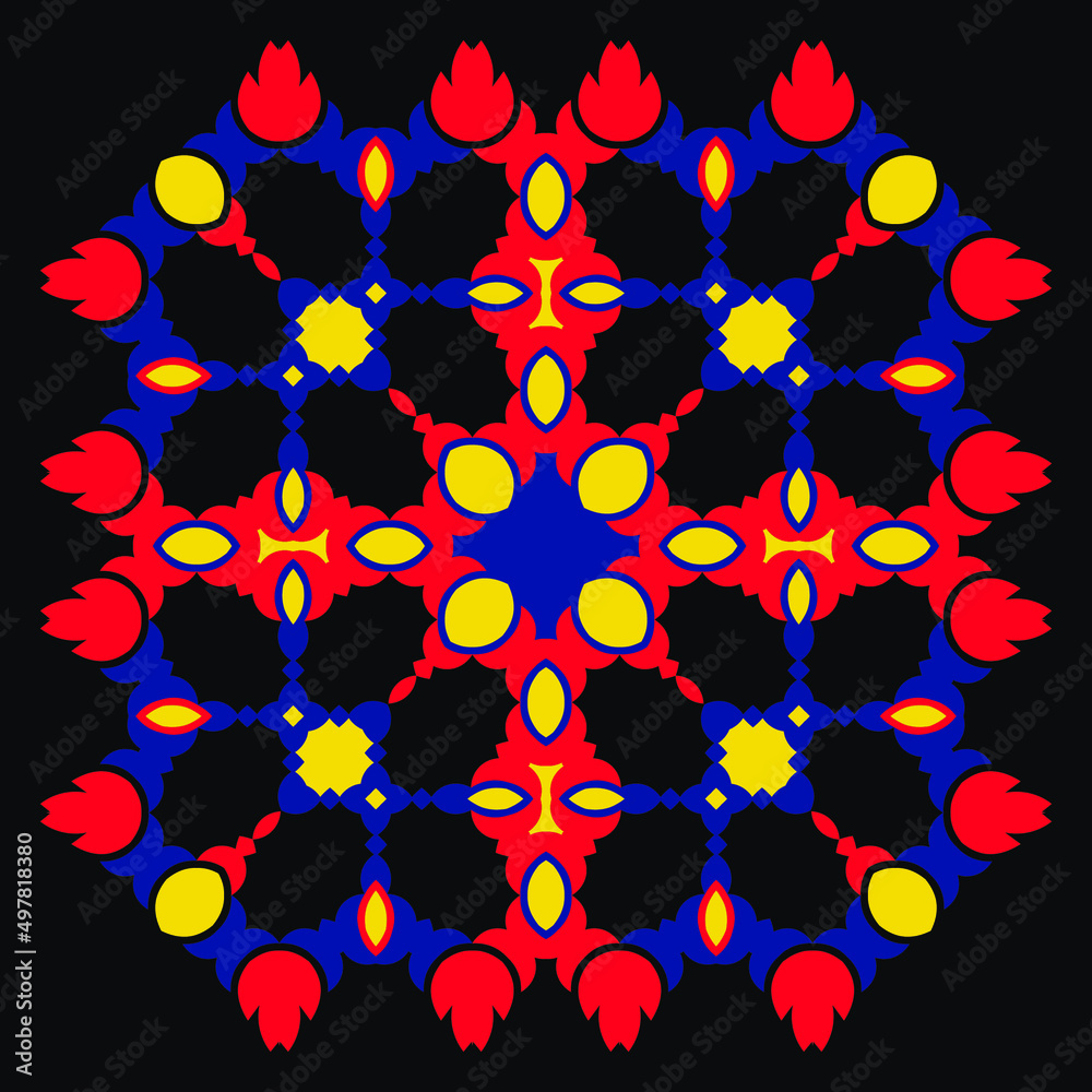 Abstract decorative pattern with geometric shapes. The ornament. Square desinge element can be used for backgrounds, textile, wallpapers, gift wrapping, templates, shawl and tile. Vector. Abstract decorative pattern with geometric shapes. The ornament. Square desinge element can be used for backgrounds, textile, wallpapers, gift wrapping, templates, shawl and tile. Vector.