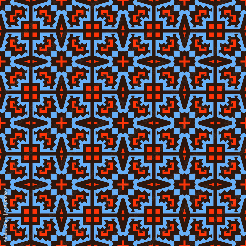 Fototapeta premium Classic Pattern Ornament, Decorative Seamless Geometric Pattern for Design Wallpaper, Fashion Print, Trendy Decor, Home Textile, Retro Decor Vector Illustration. 