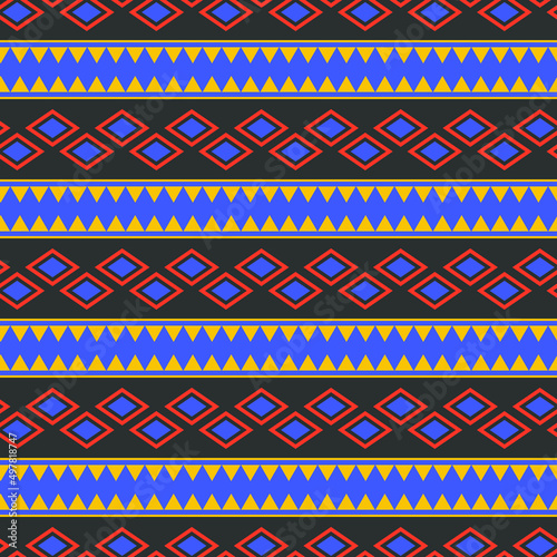 Color seamless pattern with oval shapes in African style. Geometric Pattern. Abstract texture designs can be used for backgrounds, motifs, textile, wallpapers, fabrics, Scrapbook. Vector.	