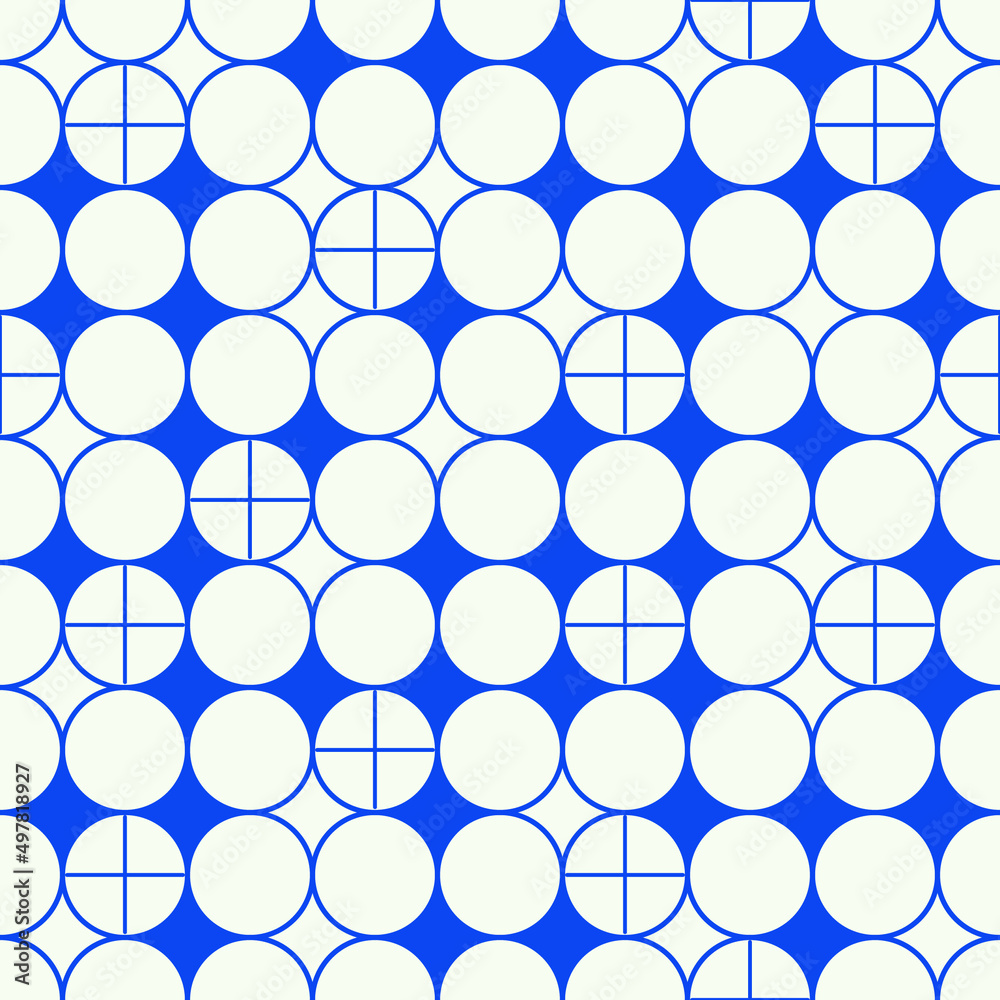 Abstract decorative pattern with circles and crosses on blue and white background. Abstract texture designs can be used for backgrounds, motifs, textile, wallpapers, fabrics, gift wrapping, templates Abstract decorative pattern with circles and crosses on blue and white background. Abstract texture designs can be used for backgrounds, motifs, textile, wallpapers, fabrics, gift wrapping, templates