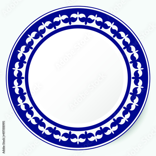 Round Frame, workpiece for your design. Ornamental elements and motifs of Kazakh, Kyrgyz, Uzbek, national Asian decor for plate, textile and print design. Circle frame. Vector. 
