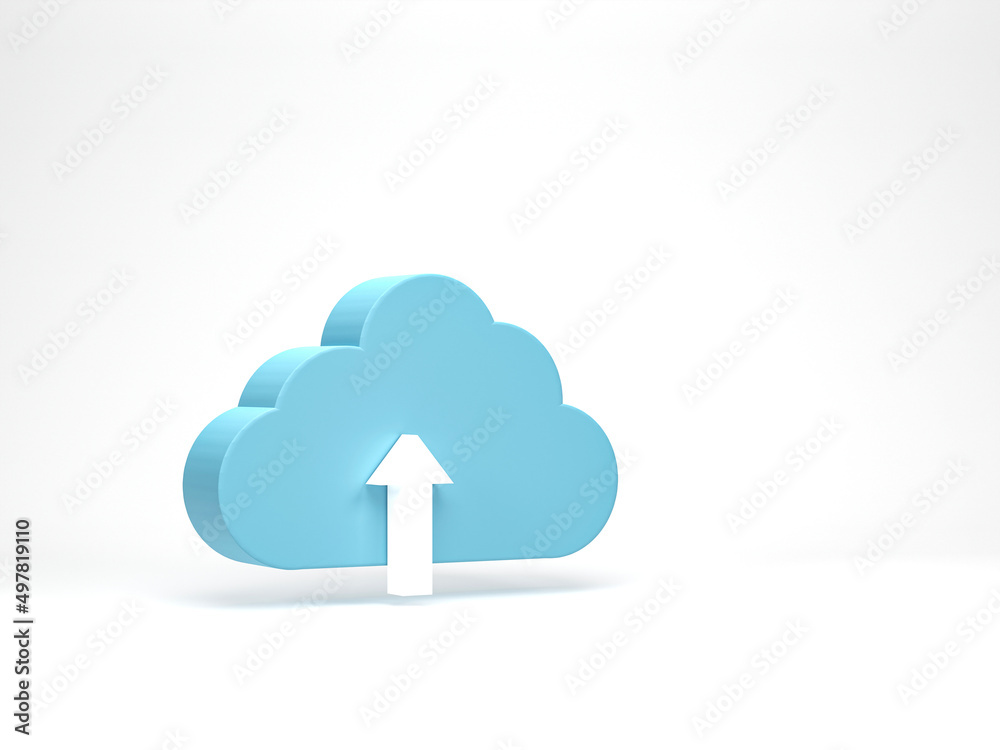 3D rendering, 3D illustration. Cloud with upload icon isolated on white background. Simple cloud symbol for web site or mobile app 3D rendering, 3D illustration. Cloud with upload icon isolated on white background. Simple cloud symbol for web site or mobile app