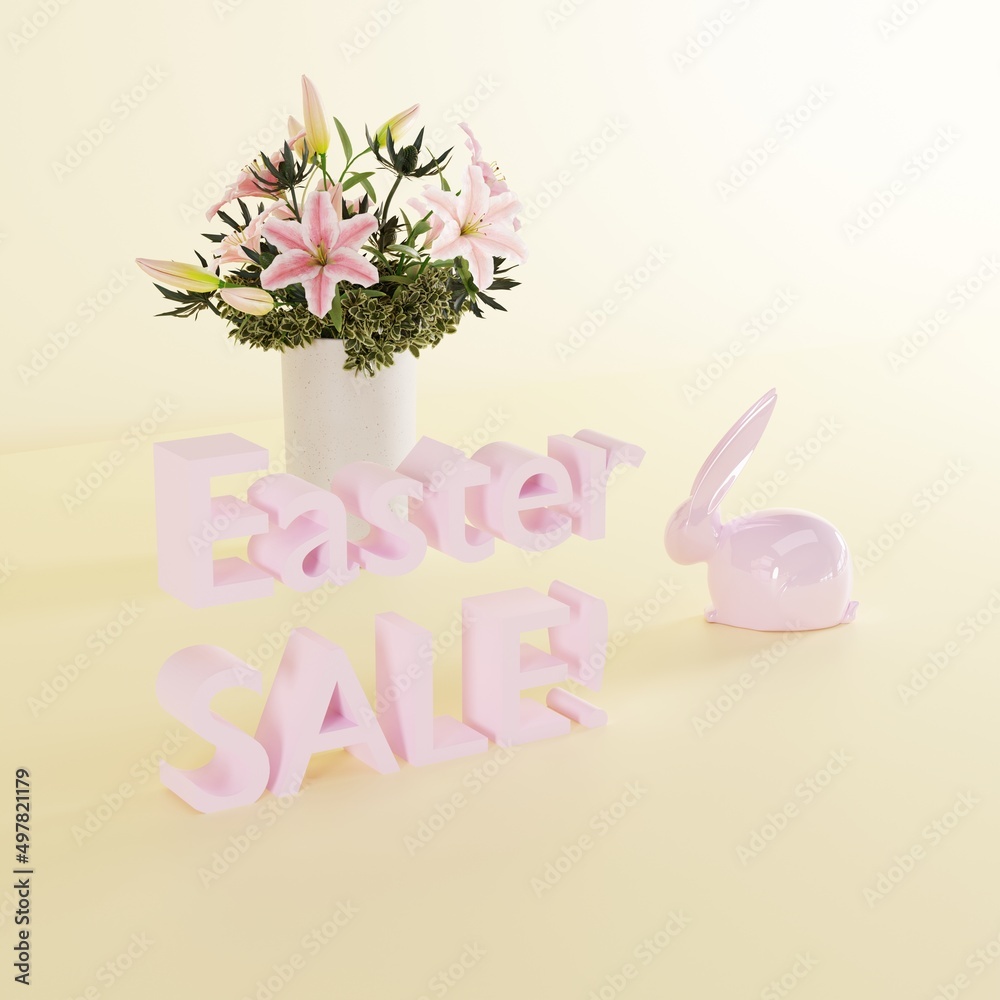 Easter Sale Mockup Display Pastel Background