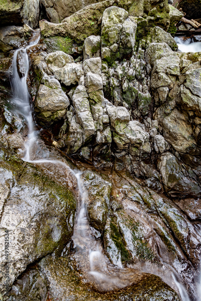 Waterfalls on the Sgydau Sychryd Cascades trail, an accessible walk from car park,Pontneddfechan, Wales,UK.