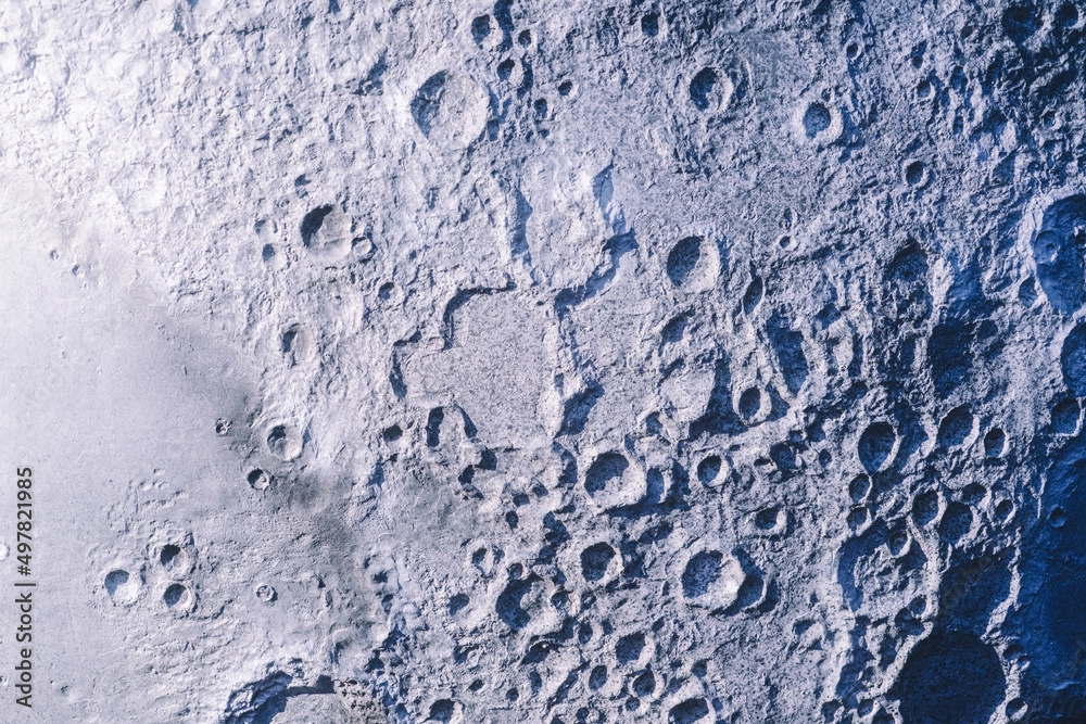 detail of moon model, close up, volcano pattern - obrazy, fototapety, plakaty 