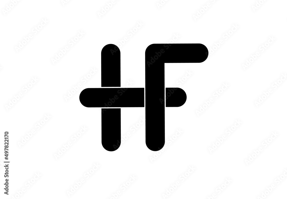 hf fh h f initial letter logo isolated on white background