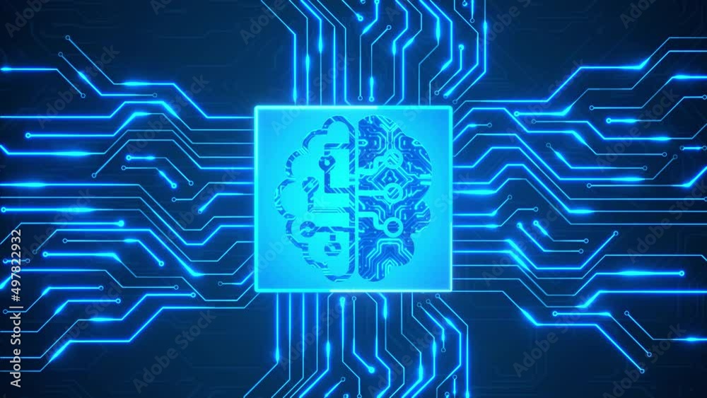 Artificial Intelligence Digital Brain bid Data Ai chipset on circuit ...