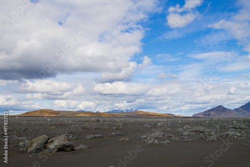 Desolate landscape along central highlands of Iceland.