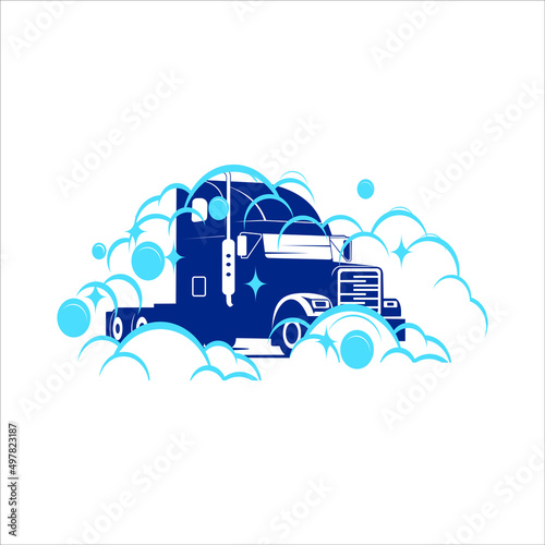 Heavy Truck Transportation Logo Design Car Wash Service