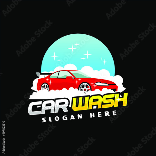Modern Colorful Car Wash Logo Design Idea
