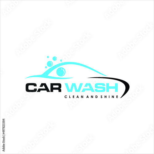 Auto Wash Service Automotive Logo Design with Abstract Car Vector