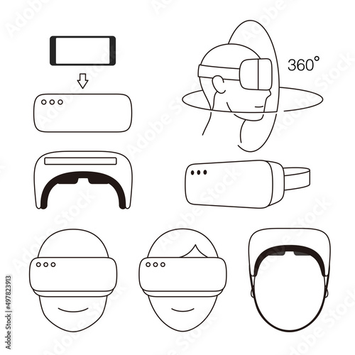 Virtual reality glasses icon set. vector illustration