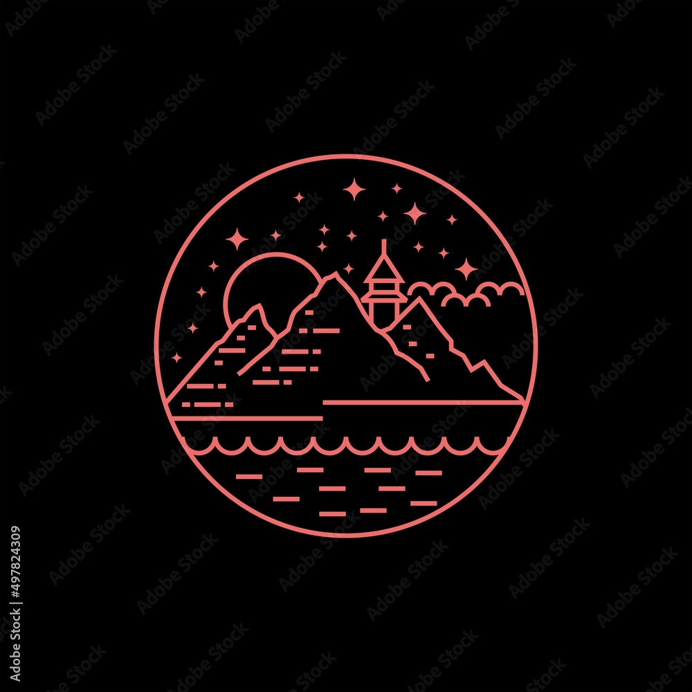 Outdoor Line Art Logo Template Outdoor Line Art Logo Template