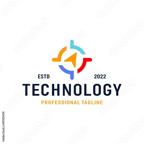 Compass Technology Logo Template, Free Compass logo, Techology compass App icon, 