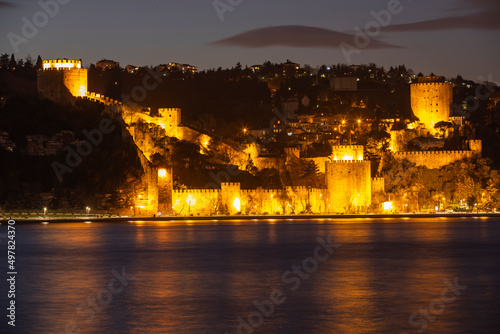 Rumeli Fortress and Fatih Sultan Mehmet Bridge in the Bosphorus, Uskudar Istanbul Turkey