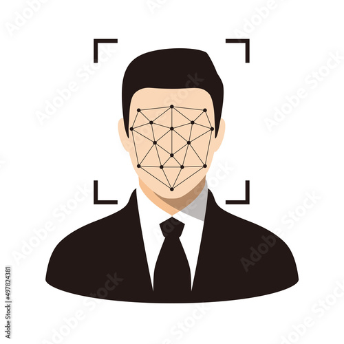 Face ID, facial Recognition System concept icons, biometric identification, personal verification, simple vector illustration