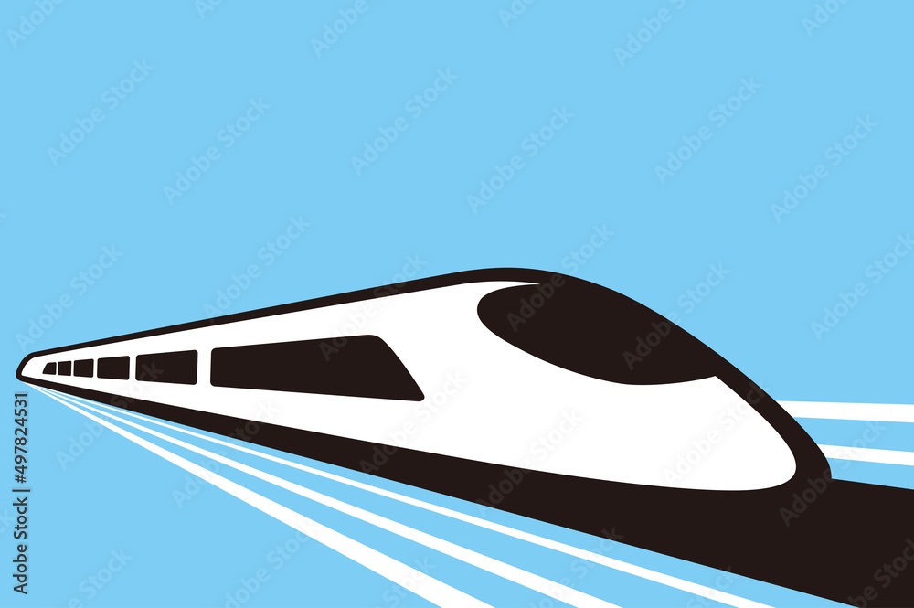 High speed bullet train coming out, modern flat design, vector illustration