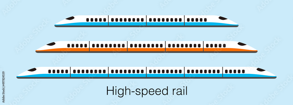 Fototapeta premium High speed bullet train coming out, modern flat design, vector illustration