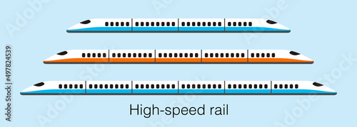 Fotografie, Tablou High speed bullet train coming out, modern flat design, vector illustration