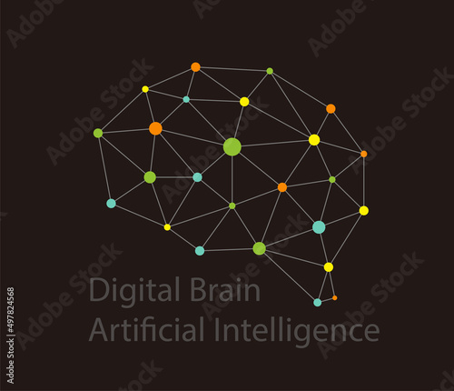 Artificial intelligence concept, Neuron and grid, vector illustration