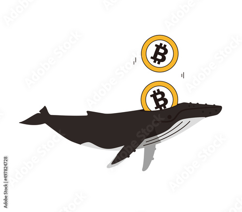 Bitcoin falling on the whale, futuristic digital money concept,